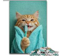 Puzzles pour Adultes 1000 pièces Chat se brossant Les Dents, Jouet éléphant, Jeu intellectuel, Cadeau d'anniversaire, décoration Murale pour Les 14 Ans et Plus 26x38cm
