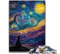 Puzzles pour Adultes 1000 pièces Chat sous Le Ciel étoilé Jeu Familial Anti-Stress Défi Difficile Collection d'artistes, Beaux-Arts 26x38cm