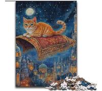 Puzzles pour Adultes 1000 pièces Chat sur Tapis Volant, Jeu Familial Anti-Stress, défi Difficile, renforce l'amour Entre Couples (Taille 26x38cm)