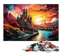 Puzzles pour Adultes 1000 pièces Château coloré au Coucher du Soleil Puzzle découpé avec précision idéal comme Cadeau pour Toute la Famille 1000 pièces (75 x 50 cm)