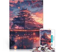 Puzzles pour Adultes 1000 pièces Château de Himeji au Coucher du Soleil Jeu intellectuel avec Affiche et Feuille de Questions correspondantes 75x50cm