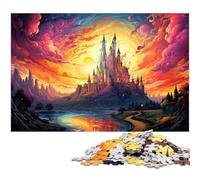 Puzzles pour Adultes 1000 pièces Château Fantastique coloré Jeu Stimulant Jouets Puzzle de Noël Cadeaux 1000 pièces (75 x 50 cm)