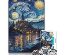 Puzzles pour Adultes 1000 pièces Château sous Les étoiles, Anti-Stress Staycation Kill Time avec Affiche et fiche de Questions Assorties (75x50cm)