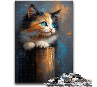 Puzzles pour Adultes 1000 pièces Chaton Bleu Anti-Stress Défi Difficile Décoration d'intérieur Unique et Cadeaux 26x38cm