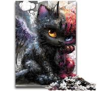Puzzles pour Adultes 1000 pièces Chaton Diable Jouets Jeux éducatifs Soulagement du Stress Décoration d'intérieur Unique et Cadeaux 50x75cm