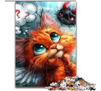 Puzzles pour Adultes 1000 pièces Chaton Diable pour 14+ Jeu de défi Unique Jeux en Famille Cadeaux d'anniversaire de Noël 50x75cm