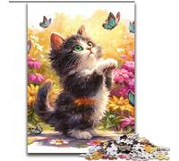 Puzzles pour Adultes 1000 pièces Chaton et Papillon, Jouet éléphant, Jeu intellectuel, Cadeau d'anniversaire, décoration Murale pour 14 Ans et Plus (Taille 50x75cm)
