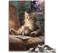 Puzzles pour Adultes 1000 pièces Chaton Mignon Anti-Stress Défi Difficile Convient pour la décoration de Bureau 26x38cm
