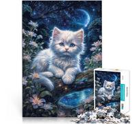 Puzzles pour Adultes 1000 pièces Chaton rêvant la Nuit Entraînez Votre Cerveau et Vos Mains Améliorer la mémoire 38x26cm