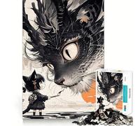 Puzzles pour Adultes 1000 pièces Chatte et Chat géant Jeu d'ajustement précis Casse-tête Cadeau Moment de détente et de Divertissement Idée Cadeau Artistique pour Noël (50x75cm)