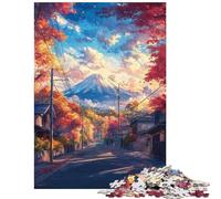 Puzzles pour Adultes 1000 pièces Chemin d'automne vers Le Mont Fuji Améliore la mémoire Stimule Le Cerveau Idéal comme Cadeau (38x26cm)