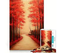 Puzzles pour Adultes 1000 pièces Chemin forestier d'automne Découpe précise Jeu de Concentration Amusant et Relaxant Décoration Murale de Noël (50x75cm)