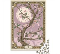 Puzzles pour Adultes 1000 Pièces Cherry Blossom Moon Tarot Card Puzzles pour Adultes Jeu Manuel Décoration Parfaite Activités Amusantes À La Maison 38x26cm/1000pcs