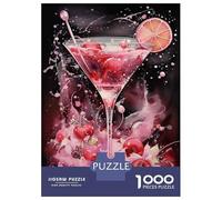 Puzzles pour Adultes 1000 Pièces Cherry Martini Cocktail Art Print Puzzle pour Adultes - Jeux De Détente, D'analyse Et De Logique - Idéal comme Cadeau pour Toute La Famille 38x26cm/1000pcs