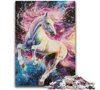 Puzzles pour Adultes 1000 pièces Cheval Arc-en-Ciel pour 14 Ans et Plus Jeu de défi Unique Jeux en Famille Cadeaux d'anniversaire de Noël 26x38cm