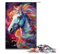 Puzzles pour Adultes 1000 pièces Cheval Arc-en-Ciel psychédélique coloré Puzzles Jeux Jouets Cadeau Convient pour la décoration de Bureau 1000 pièces (75 x 50 cm)