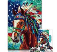 Puzzles pour Adultes 1000 pièces Cheval Indien, Jeux d'activités familiales stimulants, Jouet à Faire soi-même pour décoration Murale de la Maison, Cadeaux (Taille 75x50cm)