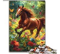Puzzles pour Adultes 1000 pièces Cheval Parmi Les Fleurs, pour Les 14 Ans et Plus Chaque pièce est Unique - Jeu Amusant et Stimulant pour Toute la Famille Bon Cadeau (Taille 50x75cm)