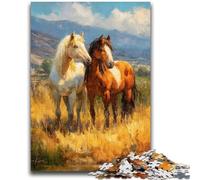 Puzzles pour Adultes 1000 pièces Cheval Peinture à l'huile Anti-Stress Défi Difficile Chaque pièce est Unique - Jeu Familial Stimulant et Amusant 50x75cm