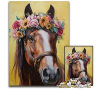 Puzzles pour Adultes 1000 pièces Cheval Peinture à l'huile Puzzles en Carton pour la décoration intérieure, Divertissement en Famille, 14 Ans et Plus 26x38cm