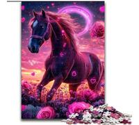 Puzzles pour Adultes 1000 pièces Cheval Rose Jeu Familial Soulagement du Stress Défi Difficile Convient aux Couples 26x38cm
