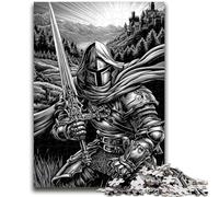 Puzzles pour Adultes 1000 pièces, Chevalier Noir et Blanc, Jouets éducatifs, Anti-Stress, décoration d'intérieur Unique et Cadeaux 50x75cm