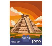 Puzzles pour Adultes 1000 Pièces Chichen Itza Pyramid Puzzles pour Adultes Jeu Manuel Anti-Stress Cadeaux De Réduction du Stress 70x50cm/1000pcs