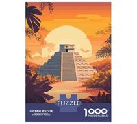 Puzzles pour Adultes 1000 Pièces Chichen Itza Pyramid Puzzles pour Adultes Vacances À La Maison Tuer Le Temps Stimuler Le Cerveau Soirée Jeux Et Divertissement en Famille 52x38cm/1000pcs