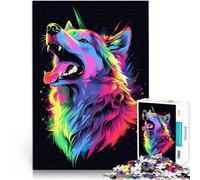 Puzzles pour Adultes 1000 pièces Chien Animal Néon Animal de Compagnie Ami Jeu de Quiz Cadeau d'anniversaire, Cadeaux, décoration Murale 38x26cm