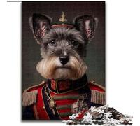 Puzzles pour Adultes 1000 pièces Chien en Uniforme Militaire Puzzle en Bois, pour Les Anniversaires, Les Vacances et la décoration intérieure 1000 pièces(50x75cm)