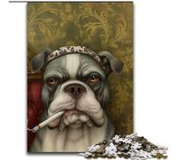 Puzzles pour Adultes 1000 pièces Chien Fumeur Casse-tête Stimulant, activité familiale, décoration intérieure, Cadeau de Noël 50x75cm