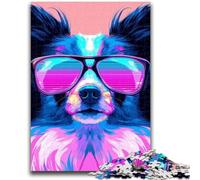 Puzzles pour Adultes 1000 pièces Chien néon Portant des Lunettes Difficile à réaliser, mais Amusant et Humoristique Cadeau d'anniversaire, Cadeaux, Art Mural 26x38cm