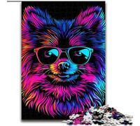 Puzzles pour Adultes 1000 pièces Chien Poméranien Art en Bois, activité Amusante à la Maison 50x75cm Activité Amusante en Famille, défi cérébral, Cadeau Parfait pour Adolescent