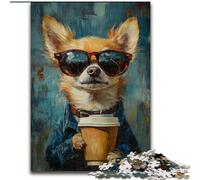 Puzzles pour Adultes 1000 pièces Chihuahua Buveur de bière Puzzle Activité de cohésion familiale, Cadeau Unique pour Les Vacances et Les Anniversaires 50x75cm
