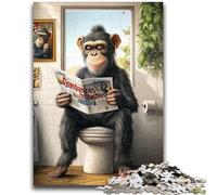 Puzzles pour Adultes 1000 pièces Chimpanzé Assis sur Les Toilettes pour Les 14 Ans et Plus Cadeaux intéressants pour la réduction du Stress pour Les Amis et la Famille 50x75cm