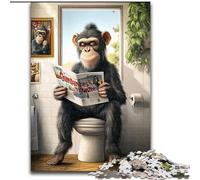 Puzzles pour Adultes 1000 pièces Chimpanzé Assis sur Les Toilettes Puzzles pour Adultes 1000 pour Adolescents Jeux éducatifs en Famille Décoration de la Maison Cadeau (Taille 26x38cm)