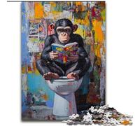 Puzzles pour Adultes 1000 pièces Chimpanzé aux Toilettes, Aide Le Cerveau à exercer des Jouets addictifs pour cultiver la Patience et améliorer la mémoire (Taille 26x38cm)