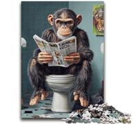 Puzzles pour Adultes 1000 pièces Chimpanzé dans Les Toilettes pour Les 14 Ans et Plus Cadeaux intéressants pour la réduction du Stress pour Les Amis et la Famille 26x38cm