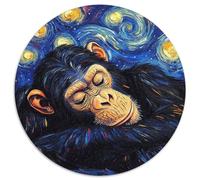 Puzzles pour Adultes, 1000 pièces, chimpanzés, Ciel Nocturne, Puzzles Ronds pour 1000 pièces, pour Les Anniversaires et Les fêtes (Taille 67,5 x 67,5 cm)