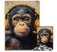 Puzzles pour Adultes 1000 pièces, chimpanzés écoutant l'anglais, Jeux de Puzzle, Jouets, Cadeaux d'anniversaire Uniques pour Les Enfants de 14 Ans et Plus, 50x75cm