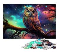 Puzzles pour Adultes 1000 pièces Chouette étoilée, décoration d'intérieur colorée et Jeu Familial interactif, 50x75cm / 19,68x29,52 Pouces