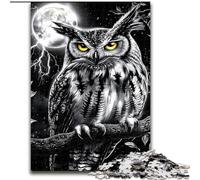 Puzzles pour Adultes 1000 pièces Chouette Noire et Blanche, Jeu Stimulant, Jouets, décoration Murale, Cadeaux d'anniversaire et de Noël Uniques (Taille 50x75cm)