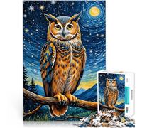 Puzzles pour Adultes 1000 pièces Chouette Nuit étoilée Jouets de Divertissement Familial Offrir en Cadeau à Toute la Famille 52x38cm