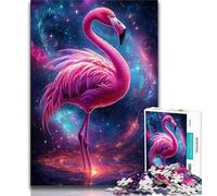 Puzzles pour Adultes 1000 pièces Ciel étoilé Flamant Rose, Jeu Familial Anti-Stress, défi Difficile, renforce l'amour Entre Couples (75x50cm)