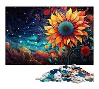 Puzzles pour Adultes 1000 pièces Ciel étoilé psychédélique coloré Tournesols Décoration de la Maison Puzzles Cadeaux de Noël 1000 pièces (75 x 50 cm)