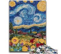Puzzles pour Adultes 1000 pièces, Ciel Nocturne Difficile, Tournesol, Aide Le Cerveau à exercer, Jouets addictifs pour cultiver la Patience, Convient aux Couples, 26x38cm