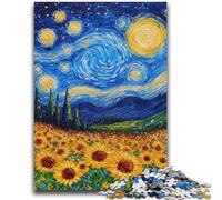 Puzzles pour Adultes 1000 pièces, Ciel Nocturne Difficile, tournesols, Puzzles pour Adolescents, Anti-Stress, défi Difficile, Cadeaux du Père Noël Secret (26x38cm)