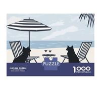 Puzzles pour Adultes 1000 Pièces Cocktail Cats Tropical Beach Puzzle Adulte Jeux Amusants Analyse Et Logique Idéal comme Cadeau pour Toute La Famille 70x50cm/1000pcs
