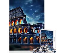 Puzzles pour Adultes 1000 pièces Colisée de Nuit Rome Jeu éducatif Idée Cadeau d'anniversaire Jeu Impossible avec Poster et fiche de Questions Assortis Format 50x75cm