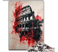 Puzzles pour Adultes 1000 pièces Colisée Romain Graffiti Puzzle en Bois, idéal pour s'amuser en Famille, se détendre et Offrir des Cadeaux de Vacances 1000 pièces(50x75cm)